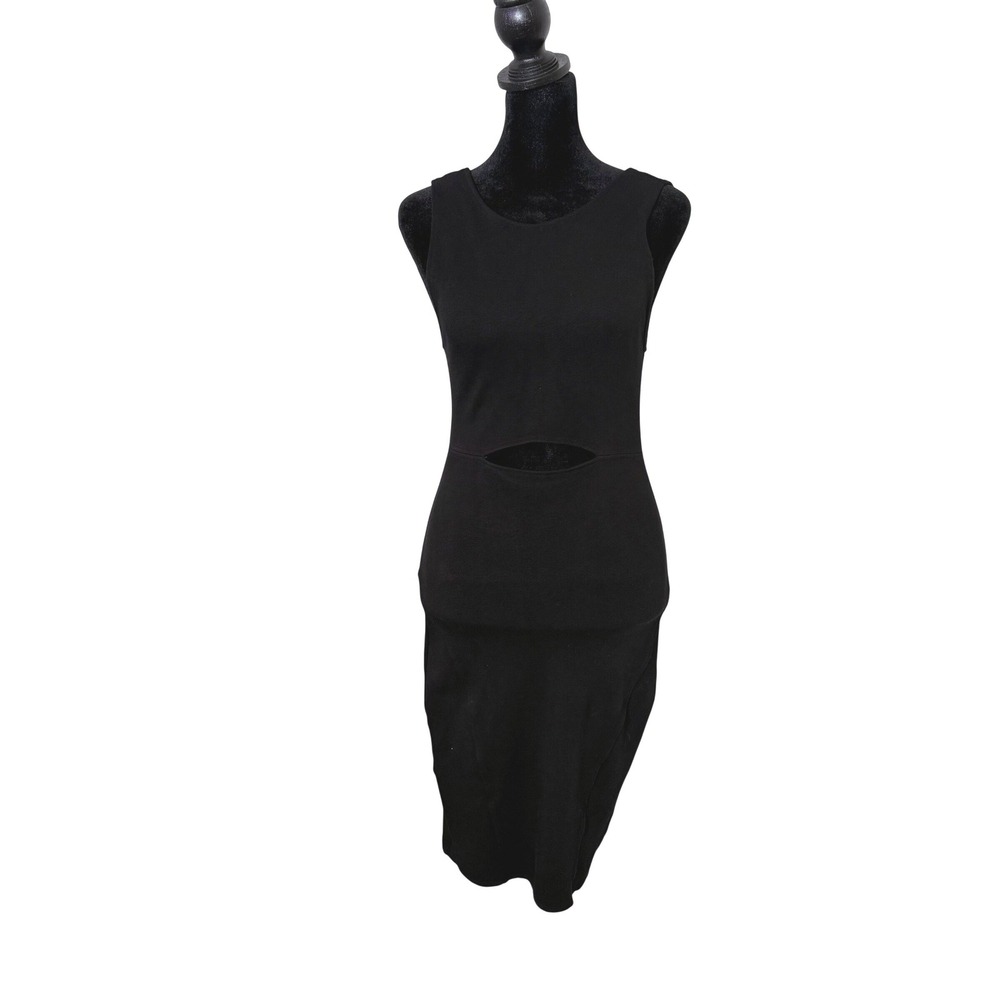 Helmut Lang Black Cutout‎ Bodycon Sheath Short Dress Size M Gala Knit Stretch